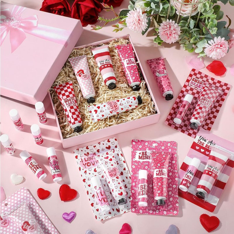 Valentine's Day Hand Cream & Lip Balm Gift Set - 36 Sets | Moisturizing Care for Women & Teachers