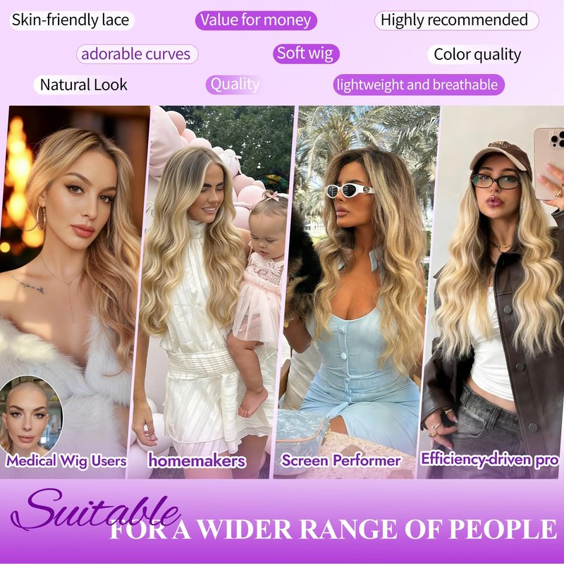 Eawwii Dark Brown Mixed Chestnut Wig for Women Long Wavy 4x1 Lace Natural Hairline Glueless for Beginners Middle Part Synthetic for Daily Party Use 26Inch