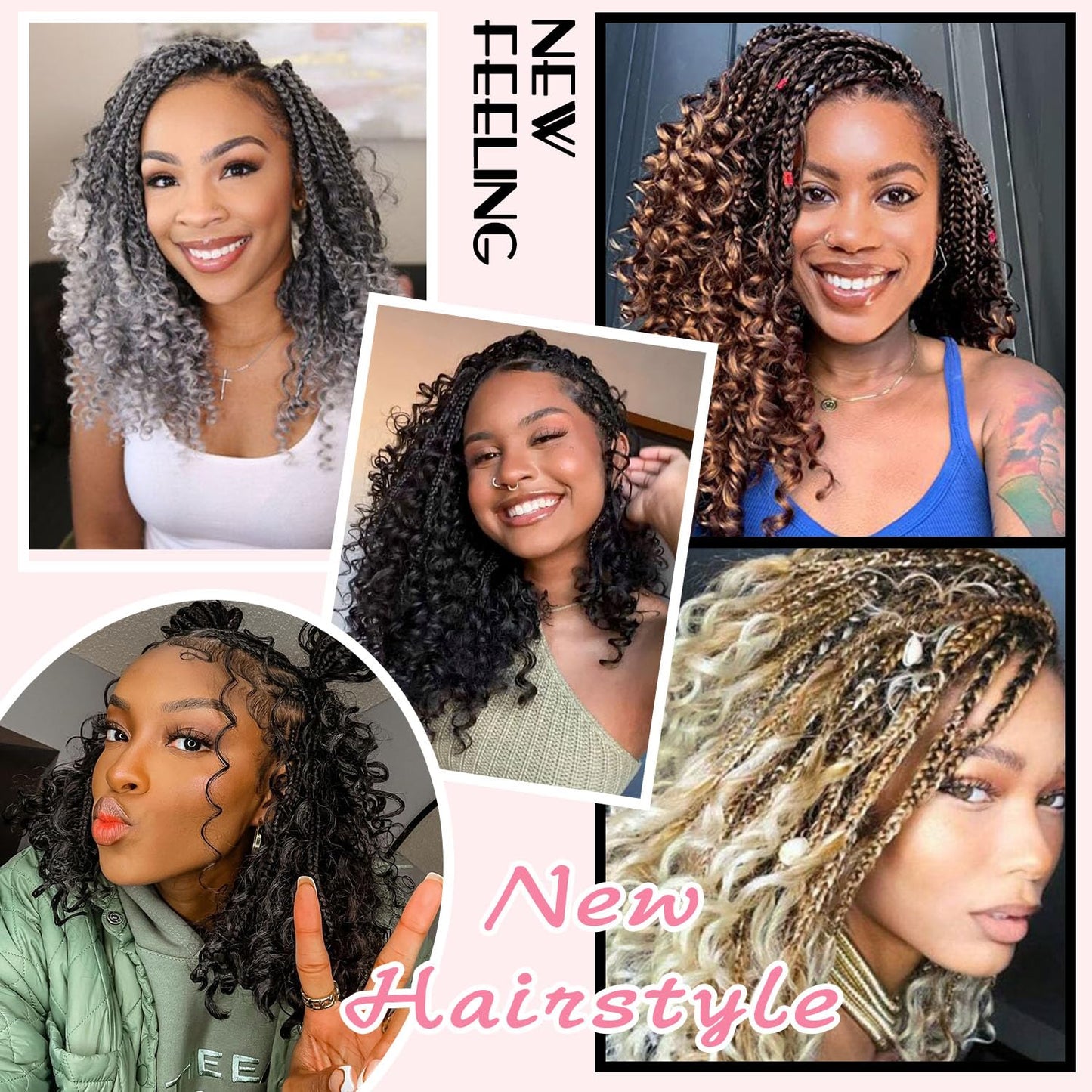 12 Inch Goddess Box Braids Crochet Hair for Black Women With Curl Ends 8 Packs Pre Looped Crochet 3X Bob Boho Box Braids Synthetic Twists Braiding Hair Extensions (12strands/pack;27/613#)