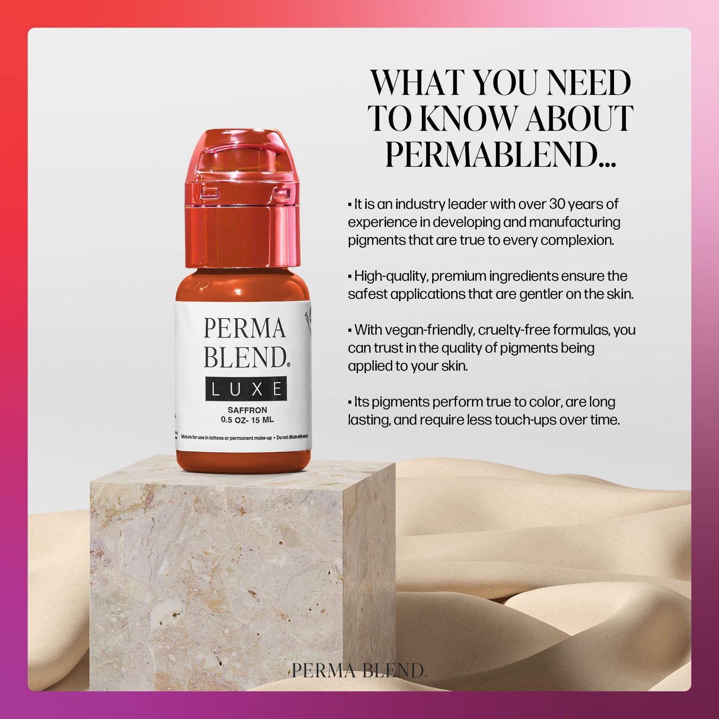Perma Blend Luxe - Saffron - Vegan Lip Tattoo Ink - Microblading Pigment Warm Pumpkin Spiced Shade of Orange - Lip Blush & Permanent Makeup - Cruelty-Free (0.5 oz)