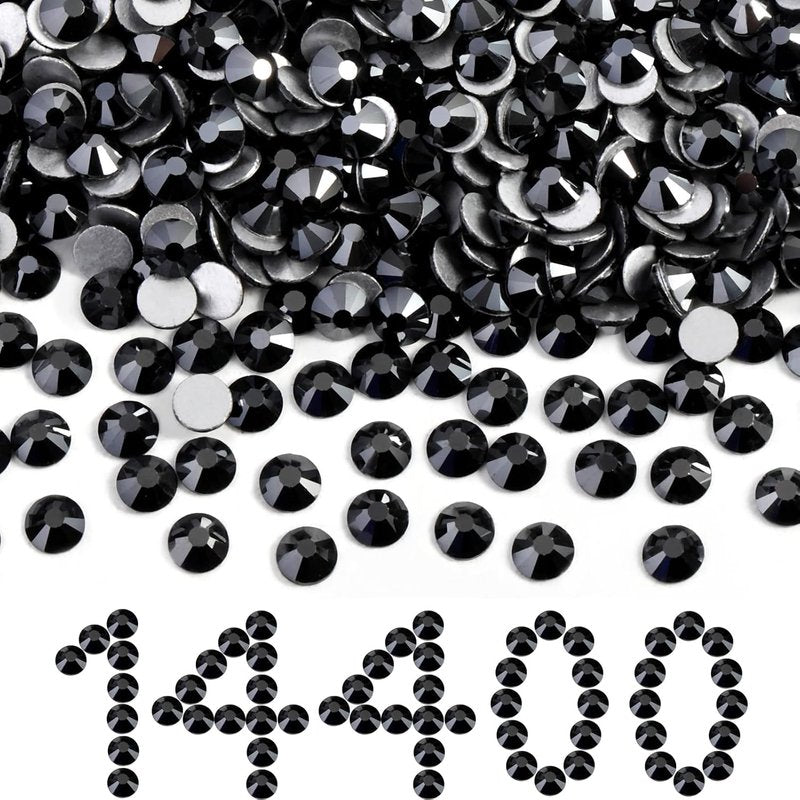 Flatback Rhinestones Bulk - 14400pcs Jet Hematite SS16 for Nail Art, Crafts & DIY | 3.8-4.0mm
