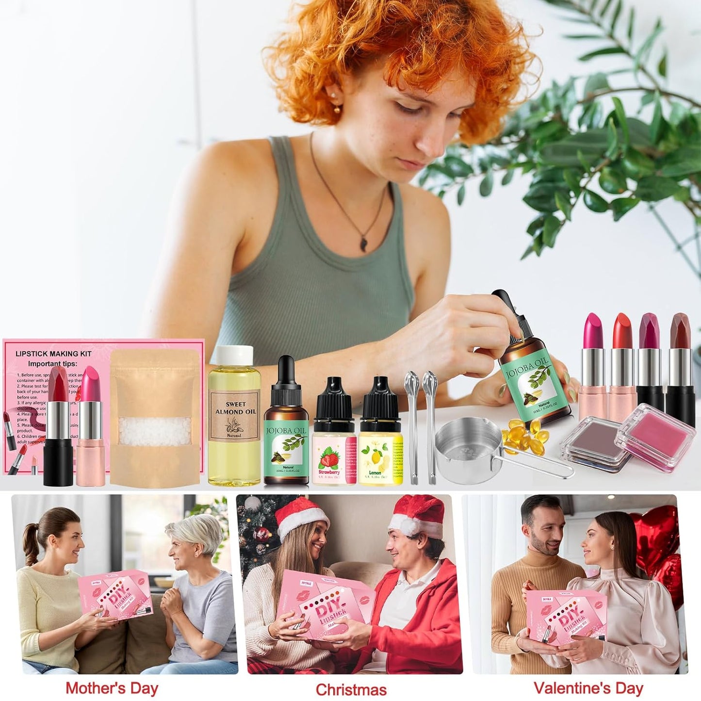 DIY Lipstick Making Kit - Natural Beeswax Lip Gloss & Matte Lipstick Craft | Perfect Christmas Gift for Women & Beginners