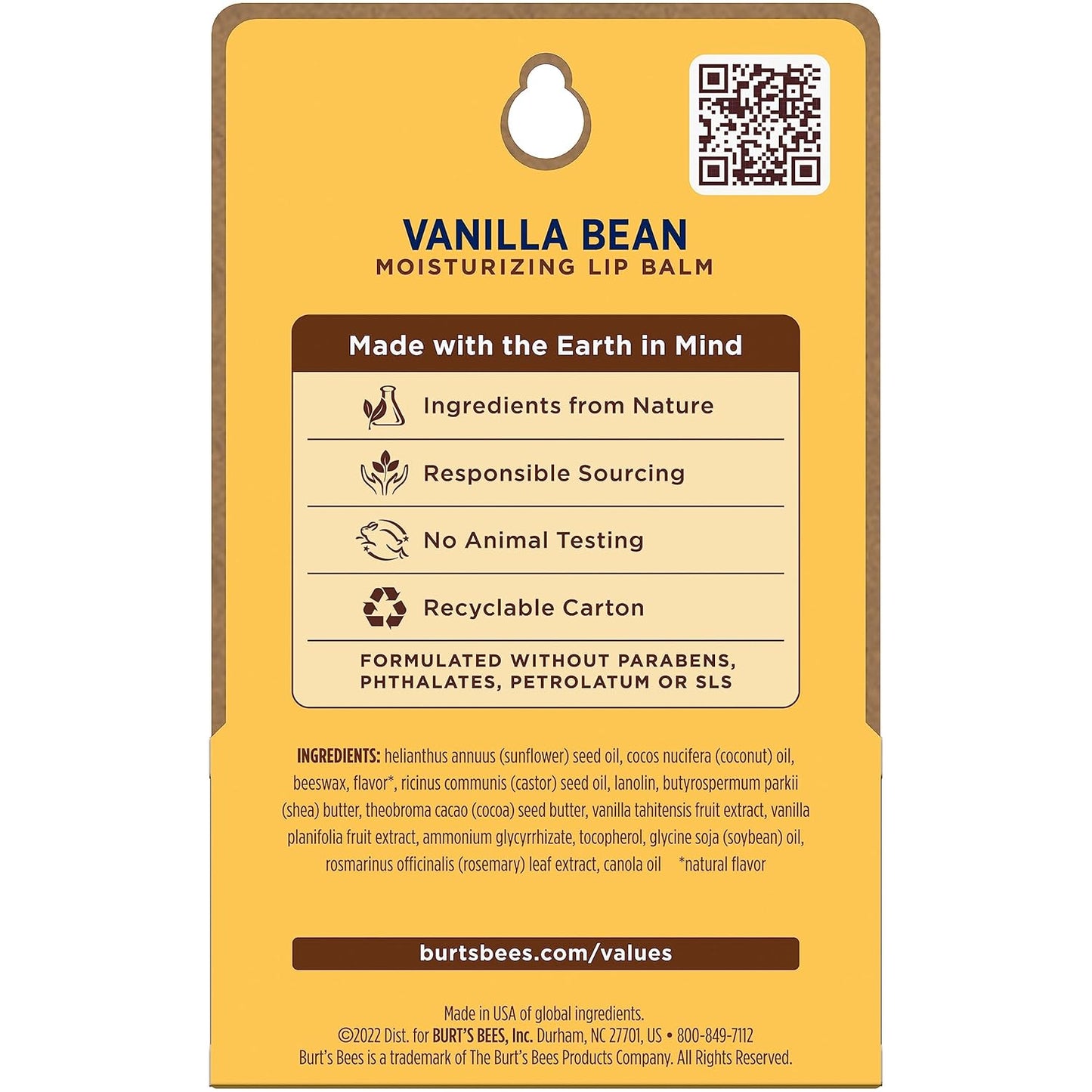 Burt's Bees Vanilla Bean Lip Balm - 100% Natural Moisturizer | 2 Tubes, 0.15 oz Each