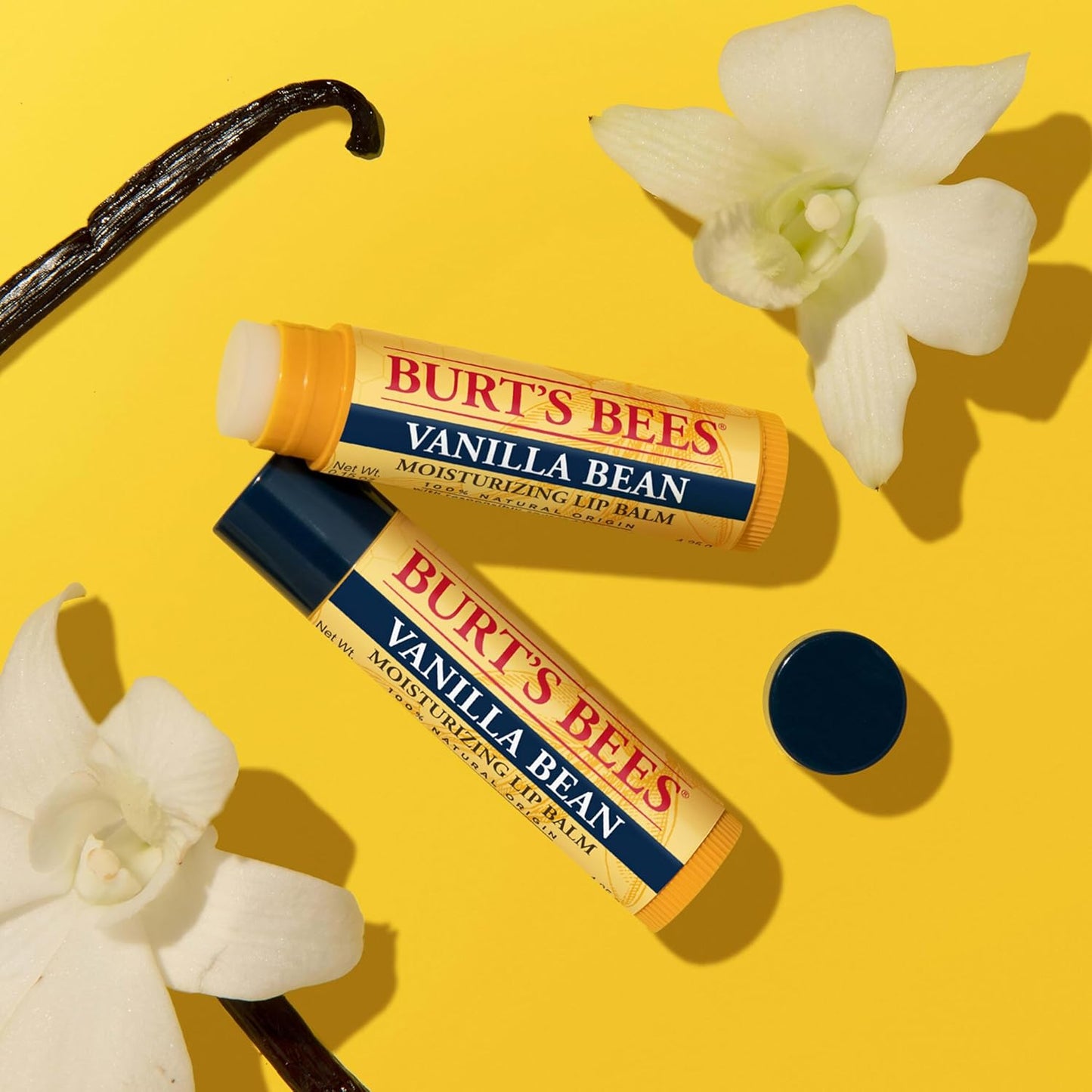 Burt's Bees Vanilla Bean Lip Balm - 100% Natural Moisturizer | 2 Tubes, 0.15 oz Each