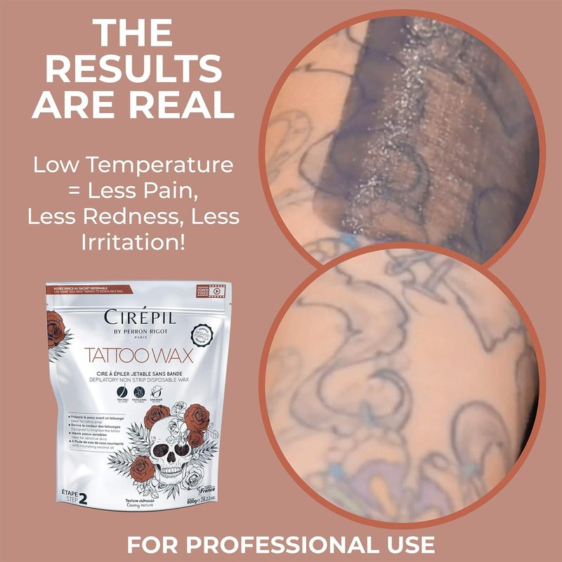 Cirepil Tattoo Wax Beads - 800g Patented Formula for Illuminating & Brightening Tattooed Skin