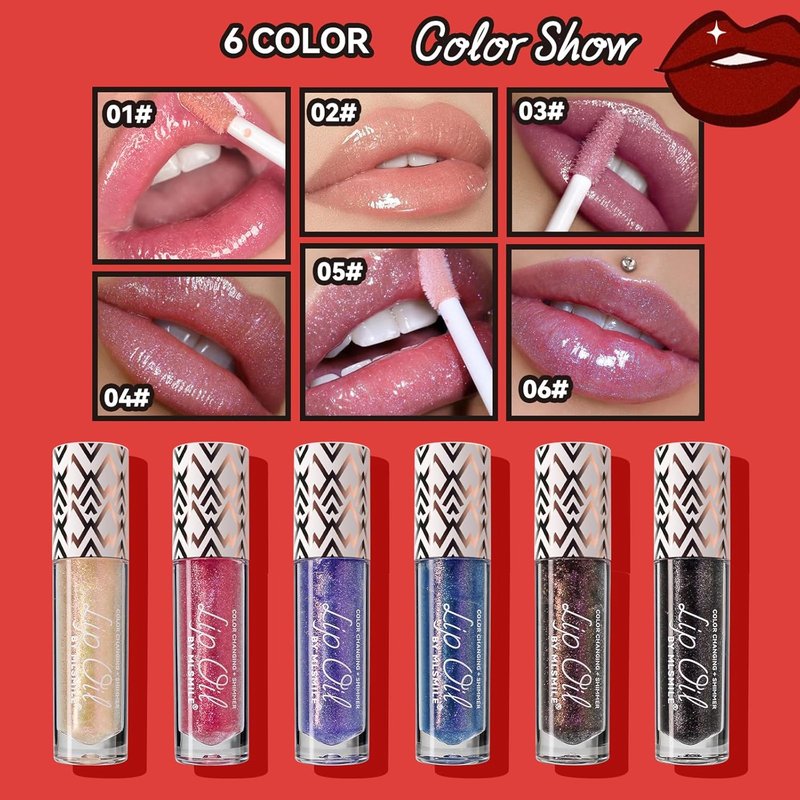 Color Changing Lip Oil - 3 Pcs Shimmering Tinted Gloss for Moisturizing Lip Care | Long-Lasting Nourishing Formula