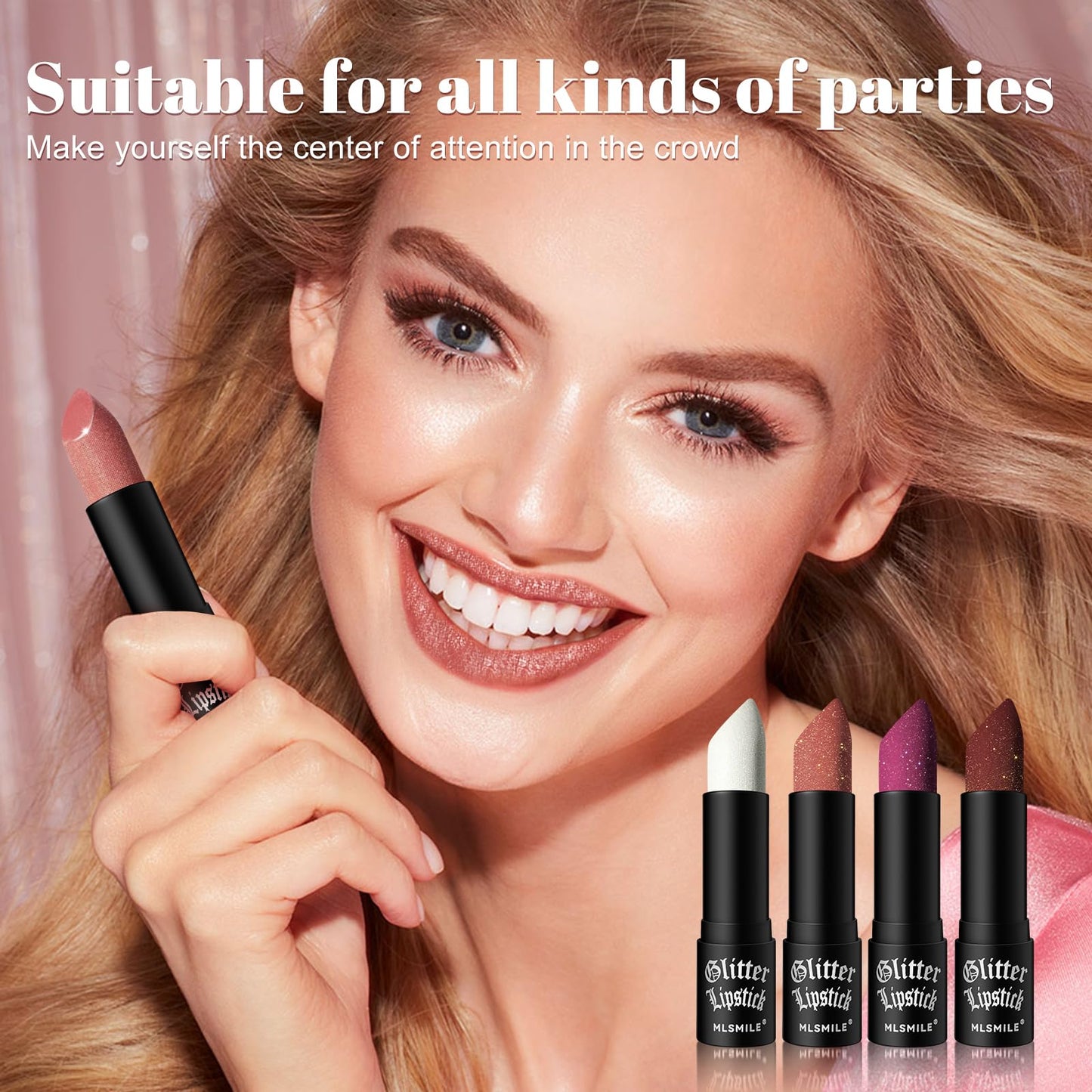 Badhare Shimmer Lipstick Liquid Lip Gloss Waterproof Matte - Long Lasting 12H Transfer Proof, Smudge Proof Full Coverage Non-Drying Glitter Lipstick with Sparkle Lip Stains
