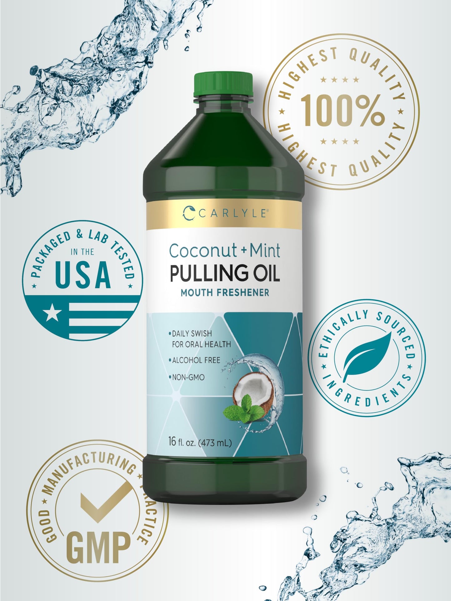 Carlyle Pulling Oil for Teeth & Gums | 16 Fl Oz (Pack of 2)