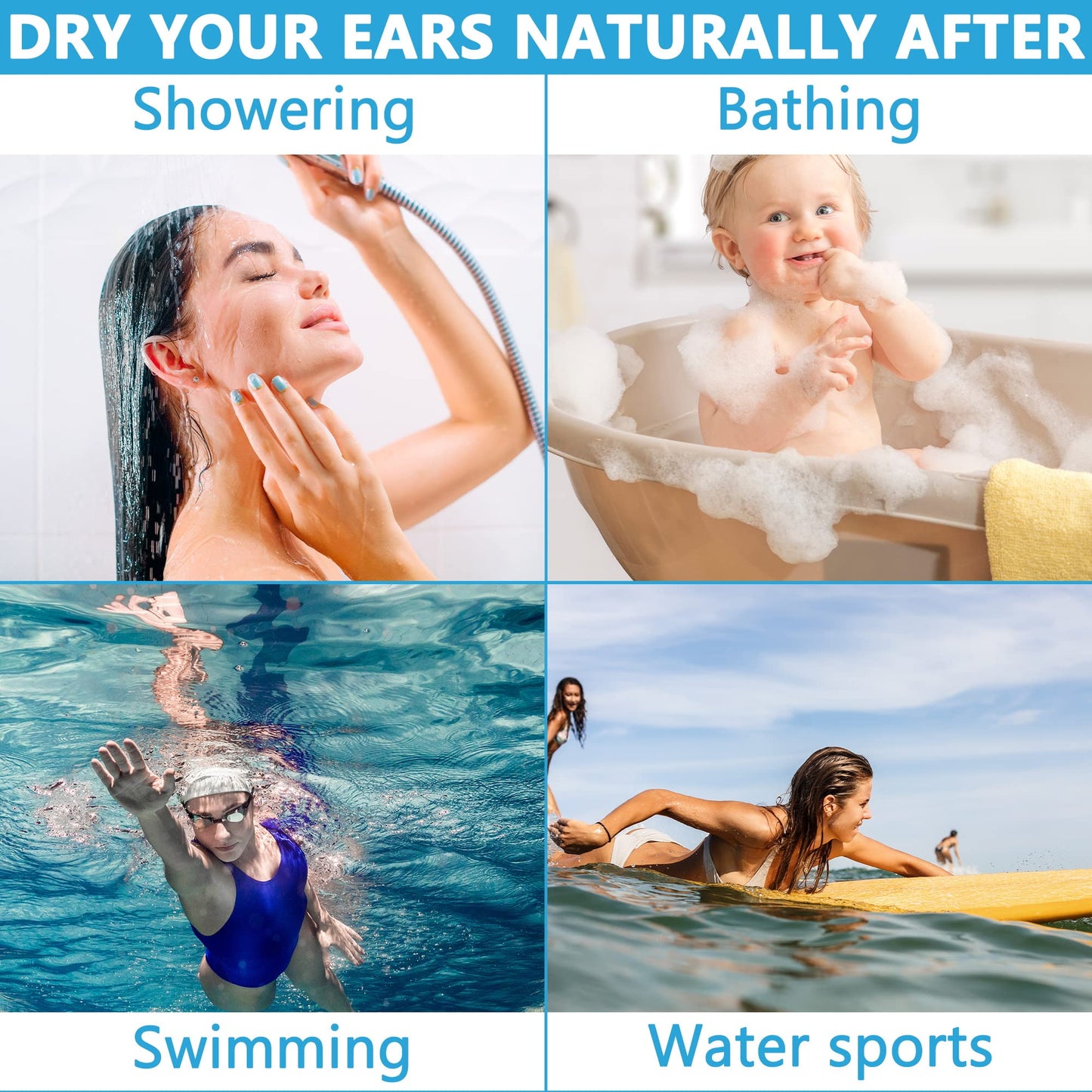 Electric Ear Dryer for Swimmer’s Ear by Tilcare - Rechargeable Ear Drying Water Remover for Swimming, Showering, and Hearing Aids - Comes with 3 Ear Drying Tips & Carrying Pouch