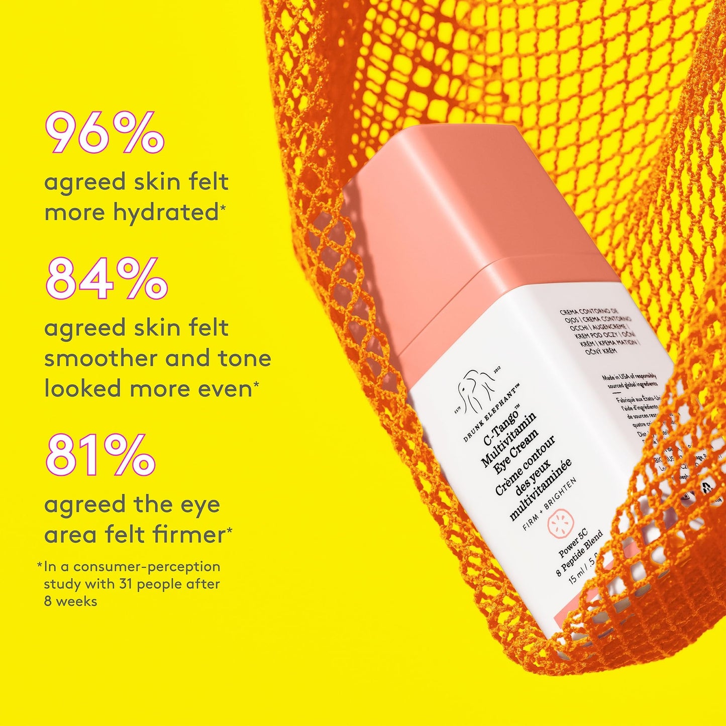 Drunk Elephant C-Tango Multivitamin Eye Cream - 15 ml/.5 fl oz - Vitamin C Eye Cream - Clean Clinical Skincare - Cruelty-Free - Dermatologist-Tested - Free of Essential Oils, Silicones, and Fragrance
