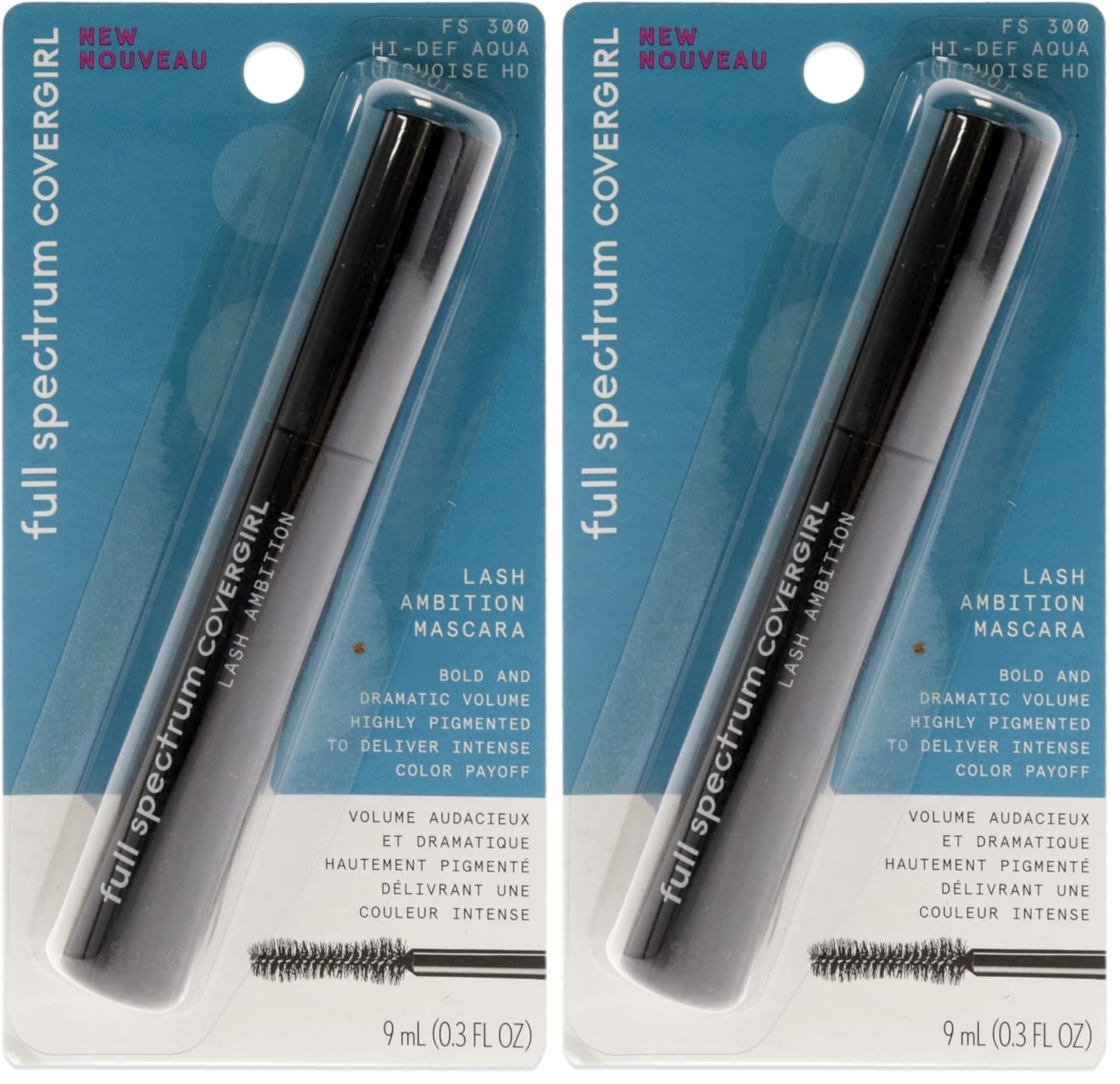COVERGIRL Full Spectrum Lash Ambition Mascara, Hi-Def Aqua, 0.3 Fluid Ounce (Pack of 2)