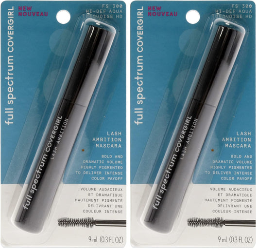 COVERGIRL Full Spectrum Lash Ambition Mascara, Hi-Def Aqua, 0.3 Fluid Ounce (Pack of 2)