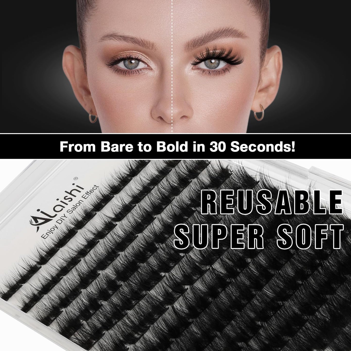 Lash Clusters Kit, DIY 3D Cluster Eyelash Extensions 10‑18mm,108pcs Fluffy D Curl Soft Natural Lashes with Lash Bond and Seal,Tweezers, Remover–Natural Fake Cat Eye Wispy Individual Clusters（211-5-L）