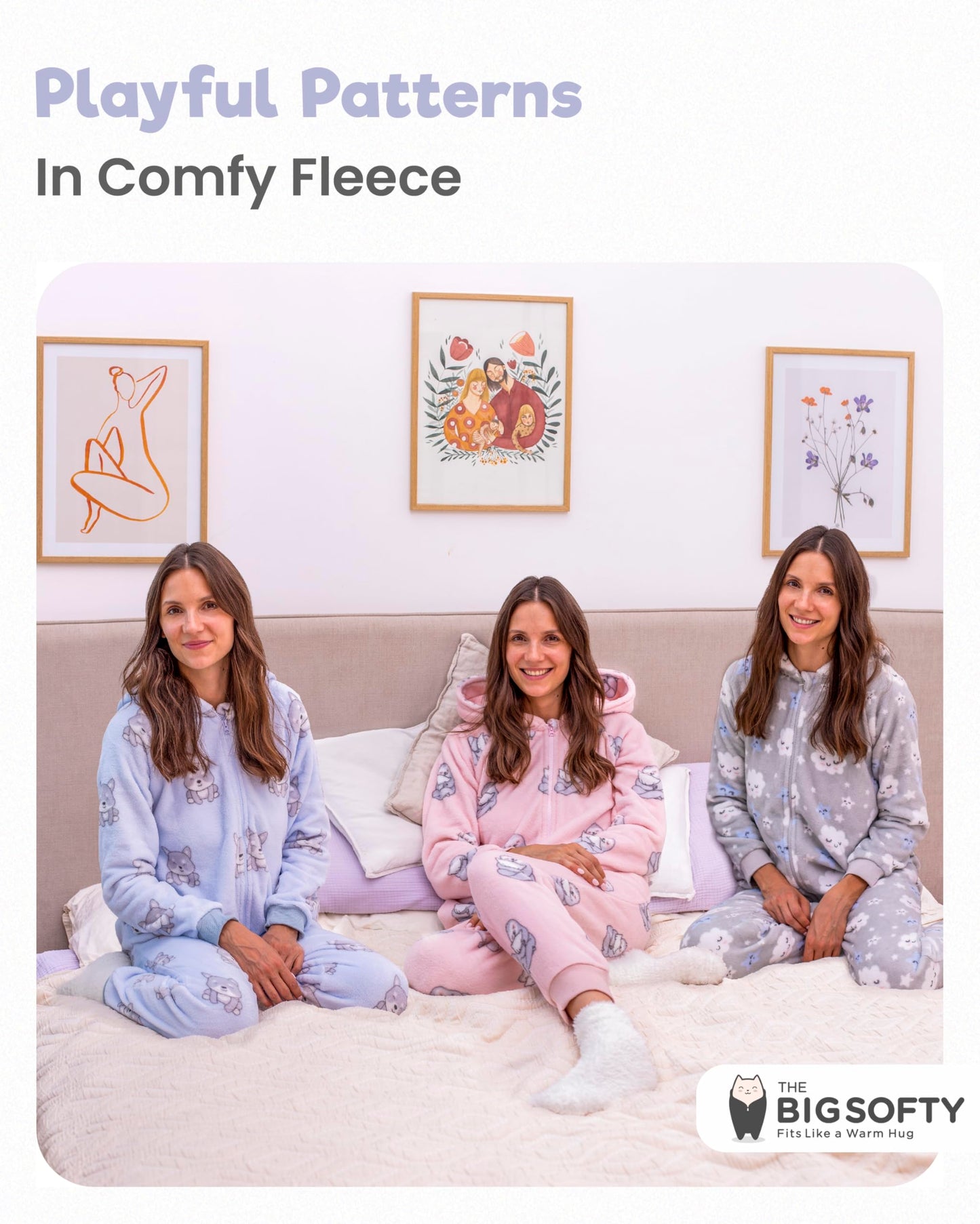 The Big Softy Adult Onesie Pajamas for Women, Cute Onesie for Women, Onesies for Teens, Fleece Teen PJs (Blue Pups, Adult - X-Large)