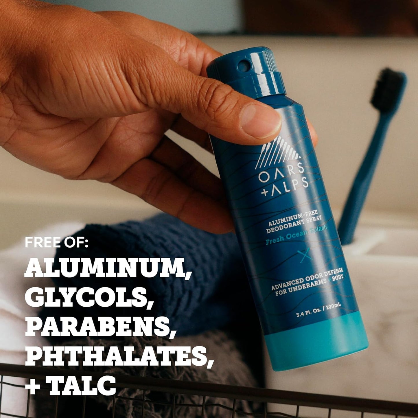Oars + Alps Full Body Deodorant Spray - Aluminum-Free, Extra Strength, Long-Lasting Odor Protection | Fresh Ocean Splash, Travel Size (3-Pack)