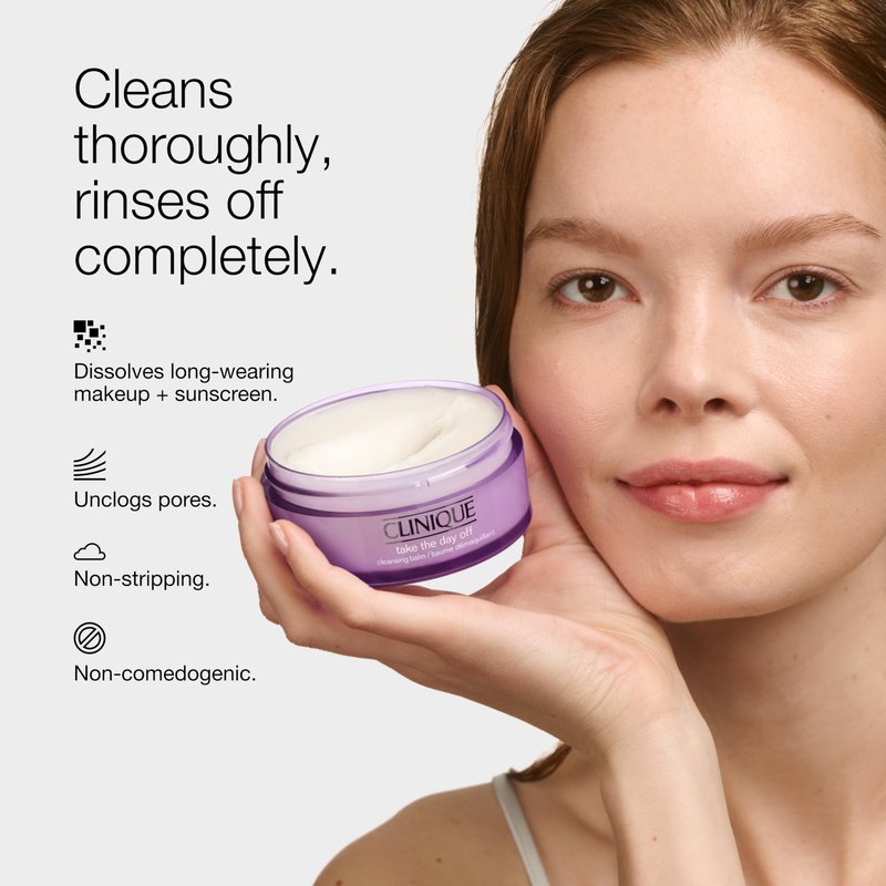 Clinique Take The Day Off Cleansing Balm Makeup Remover | Dissolves Face + Eye Makeup and Sunscreen | For All Skin Types, 6.7 ounce