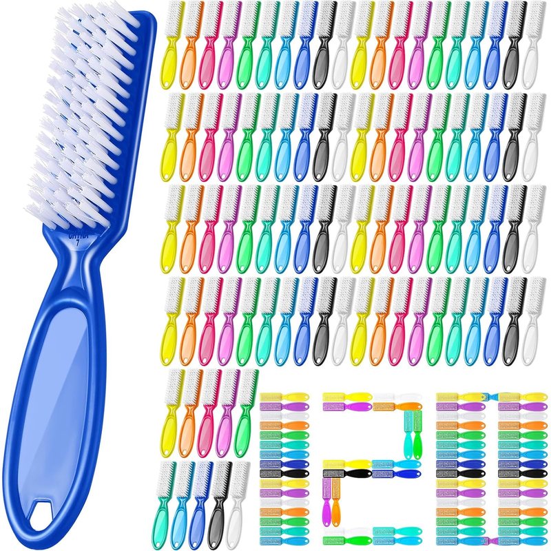 Mifoci 120 Pcs Nail Brush Set - Soft & Stiff Bristles for Manicure & Pedicure | Cute Colors
