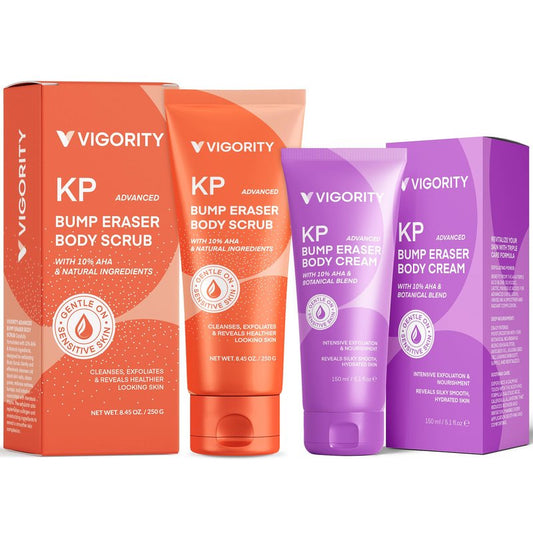 KP Bump Eraser Body Scrub & Keratosis Pilaris Lotion Bundle Set – Strawberry Legs Treatment for Women - Exfoliates & Deeply Hydrates for Smoother Healthy-Looking Skin (6.5 Fl Oz (Pack of 2))