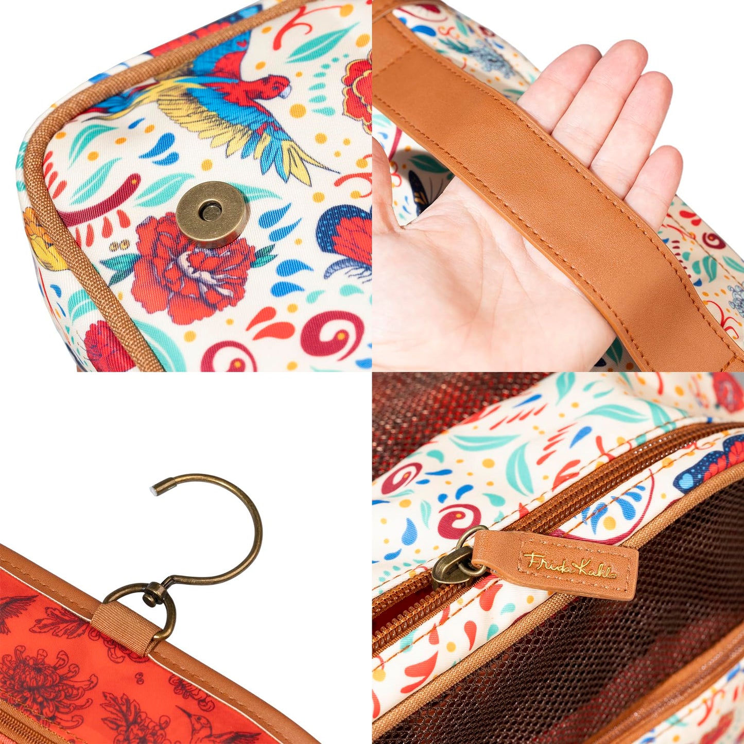Grupo Erik Frida Kahlo Travel Toiletry Bag with Swivel Hook
