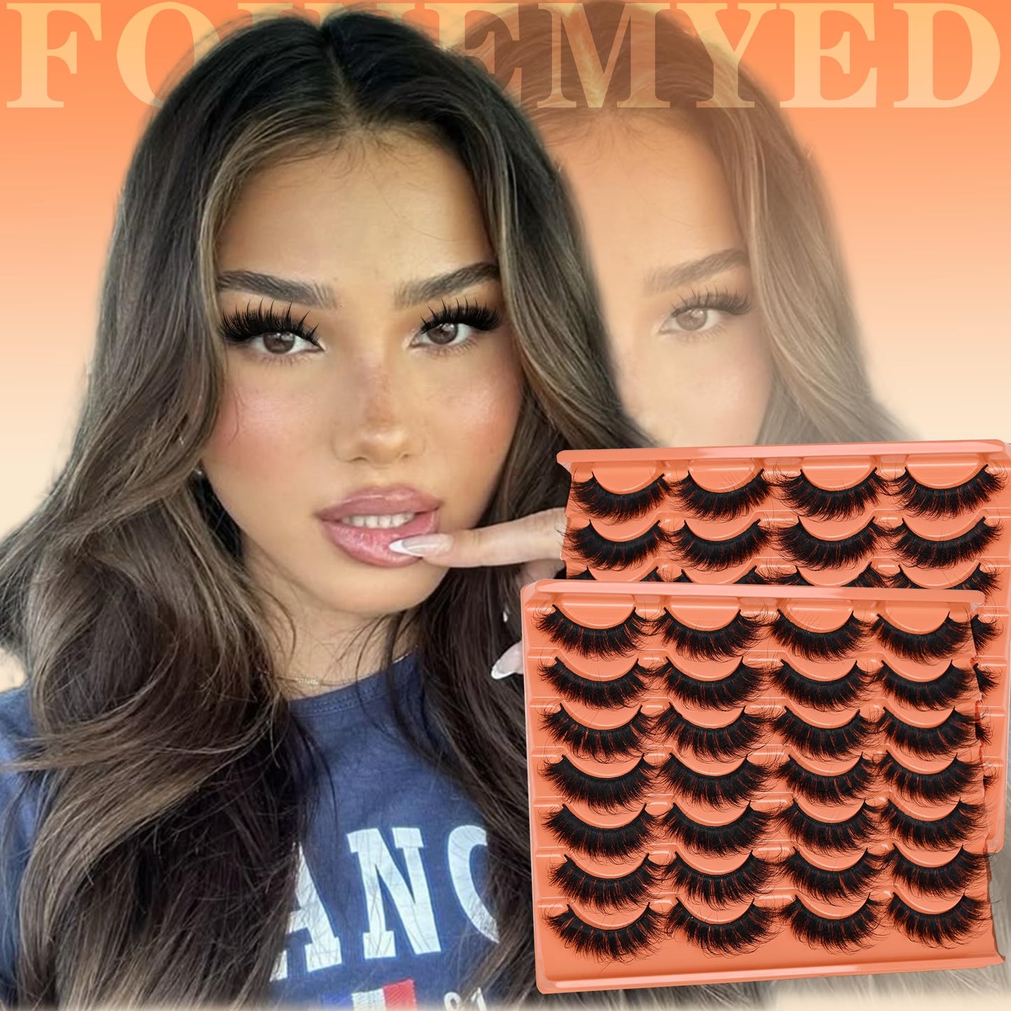 Faux Mink Lashes Manga Look Spiky Strip Lashes Volume False Eyelashes 14 Pairs Dramatic Eyelashes 20mm Long Lash D-Curly Strips Lashes Pack