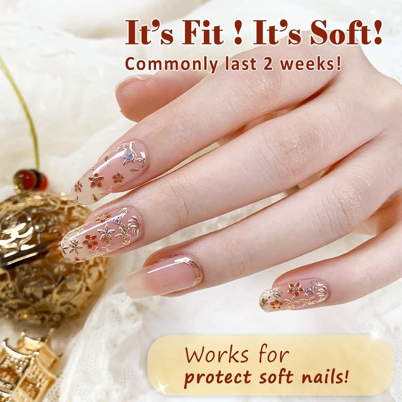 Semi Cured Gel Nail Strips - Oriental Design, Long-Lasting & Easy to Apply | Perfect for Beginners