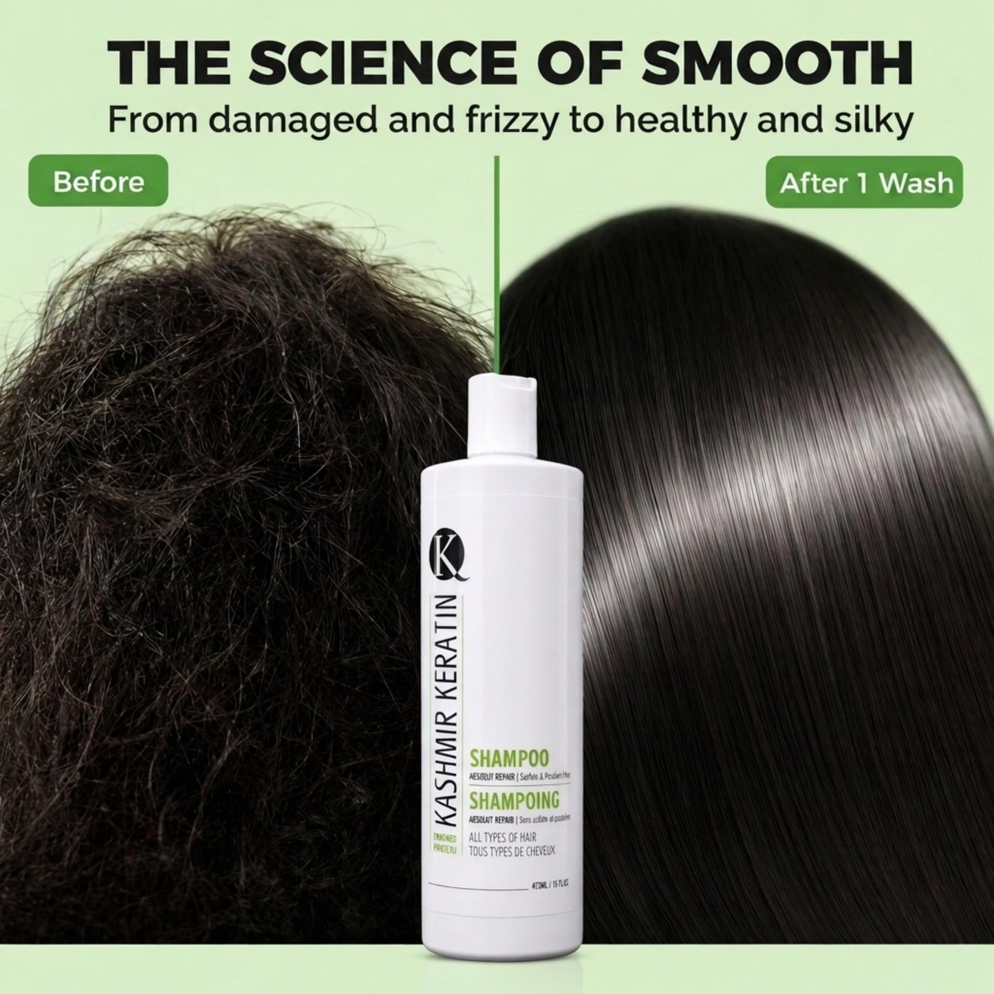 Kashmir Keratin Enriched Shampoo,Sulfate free shampoo,Paraben Free,For All Types Of Hair (16 Fl. Oz)