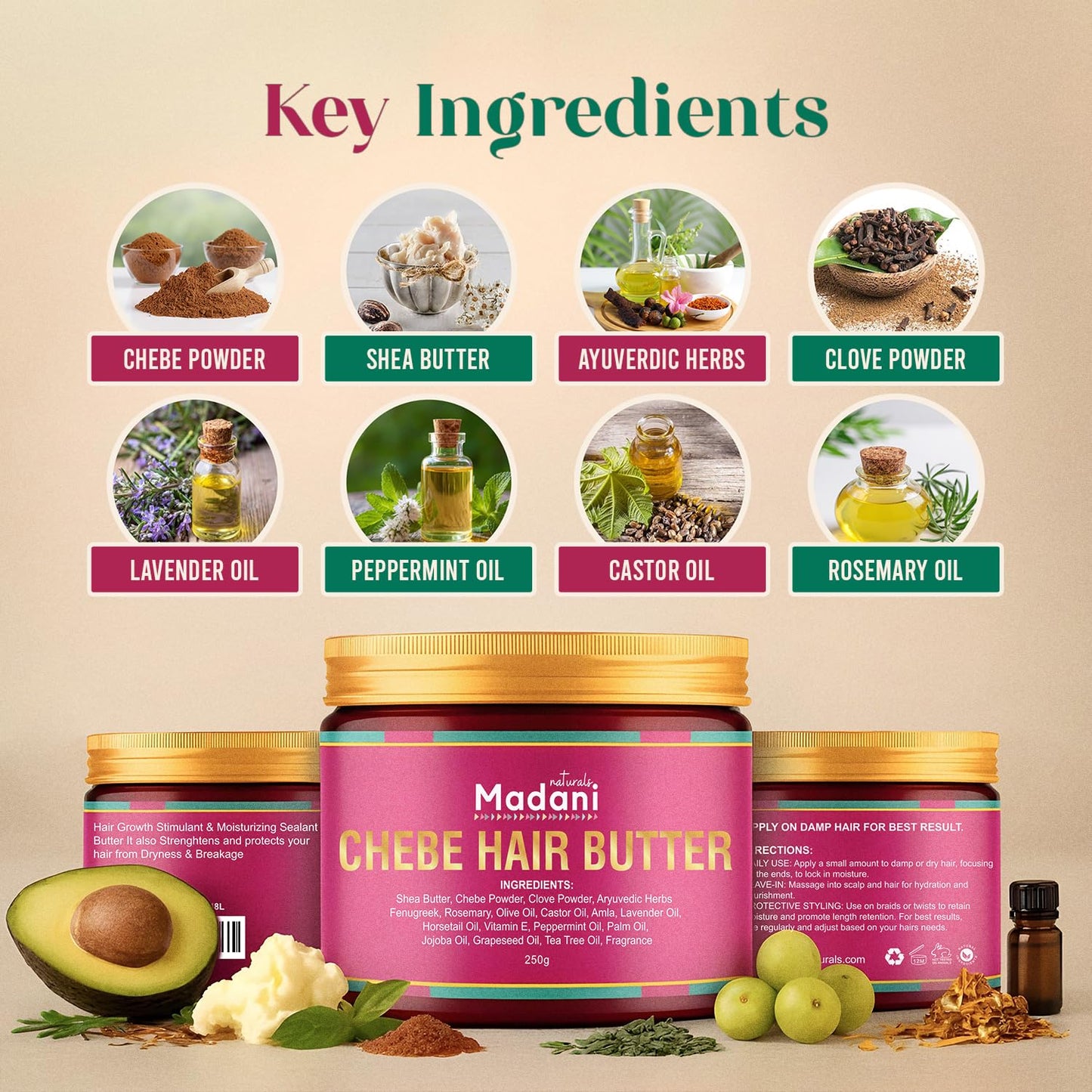 Chebe Hair Butter - Extreme Hair Growth Treatment for Thinning Hair | Vegan Scalp Moisturizer & Repair