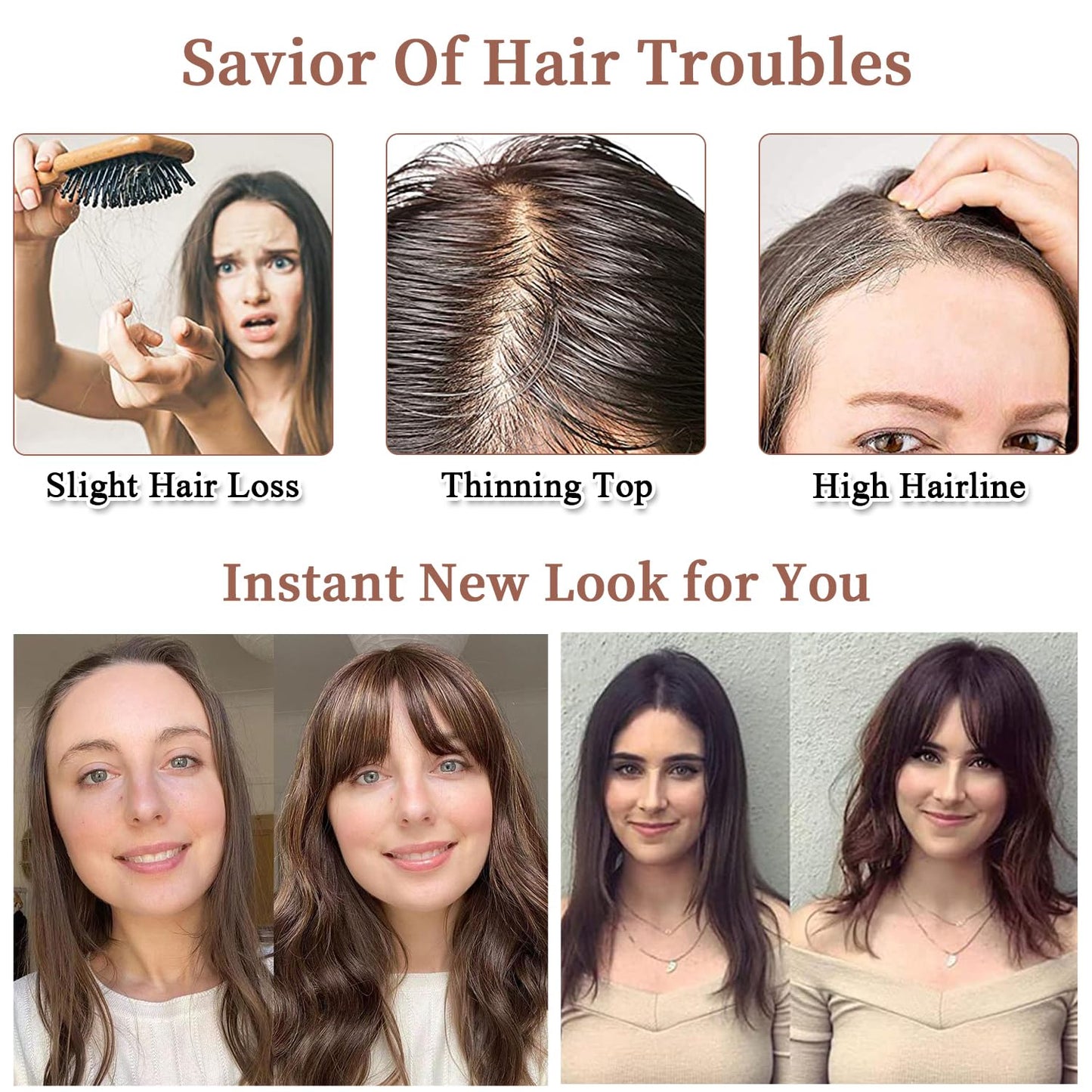 Molefi Clip in Bangs,100% Real Human Hair Clip on Bangs for Women 360 Cover Human Hair Topper with Bangs for Daily Use.