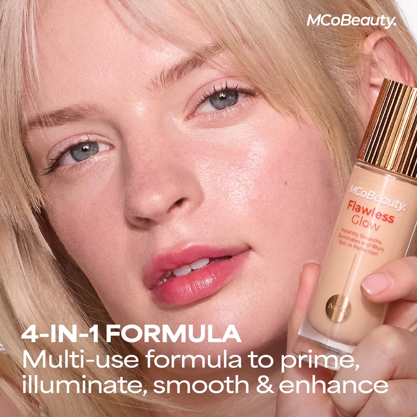 MCoBeauty Flawless Glow Luminous Skin Filter - 3.5 Light Medium - 4-in-1 Primer, Highlighter & Foundation Booster - Dewy Illuminating Tint Face Makeup with Squalane Vitamin E - Vegan & Cruelty Free