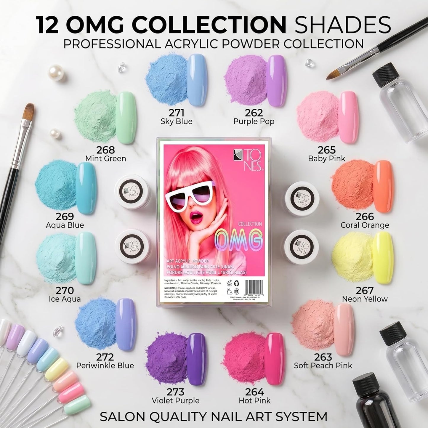 Acrylic Nail Powder Collection - Professional Salon Grade Formula for Long-Lasting Wear | 12 Premium Shades for French Tips & Seamless Sculpting