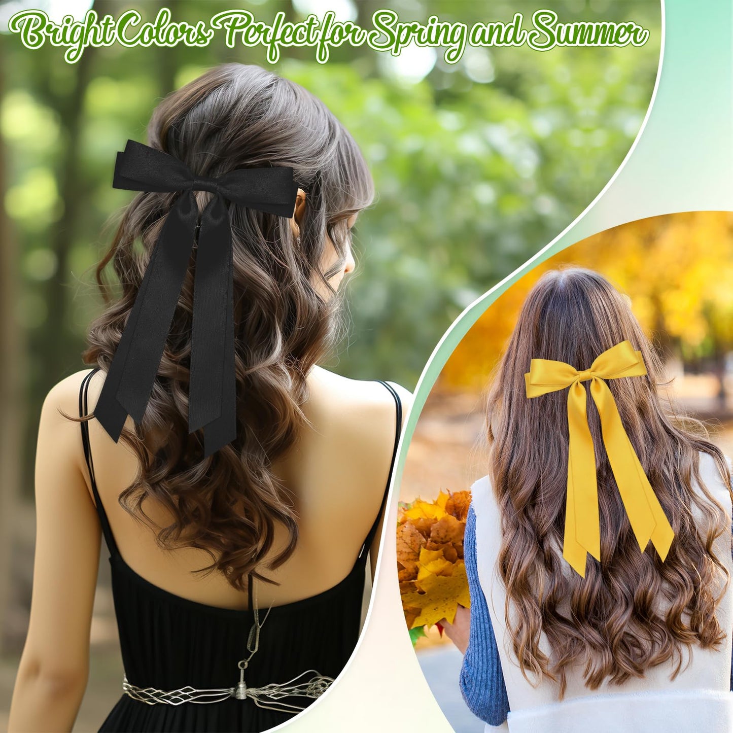 40Pcs Satin Hair Bows Bulk Big Hair Bows for Women Large H-air Ribbons Silky Satin Oversized H-air B-ows Long Tail for Women Oversized Long Tail Ribbons Large Knot Clips Barrettes for Holiday Gifts