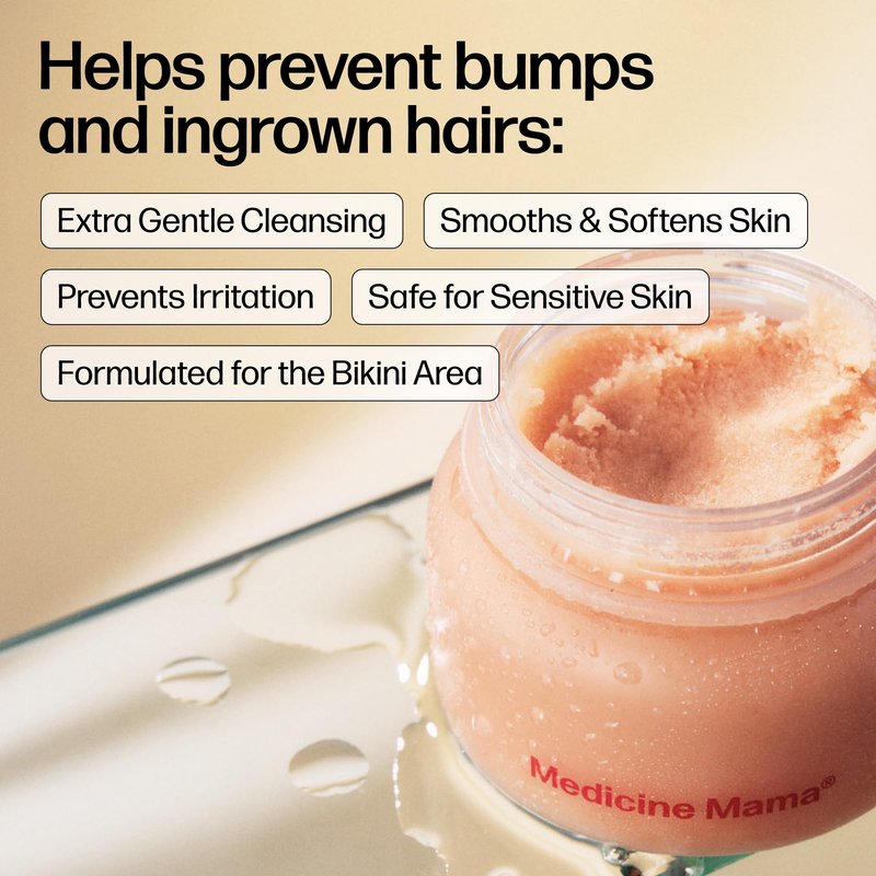 VMAGIC by Medicine Mama Grooming Polish – Natural Sugar Exfoliating Scrub – Preps Skin & Body for Grooming, Helps Prevent Ingrown Hairs – Brazilian Wax & Bikini Shave Aftercare – 4.5 oz