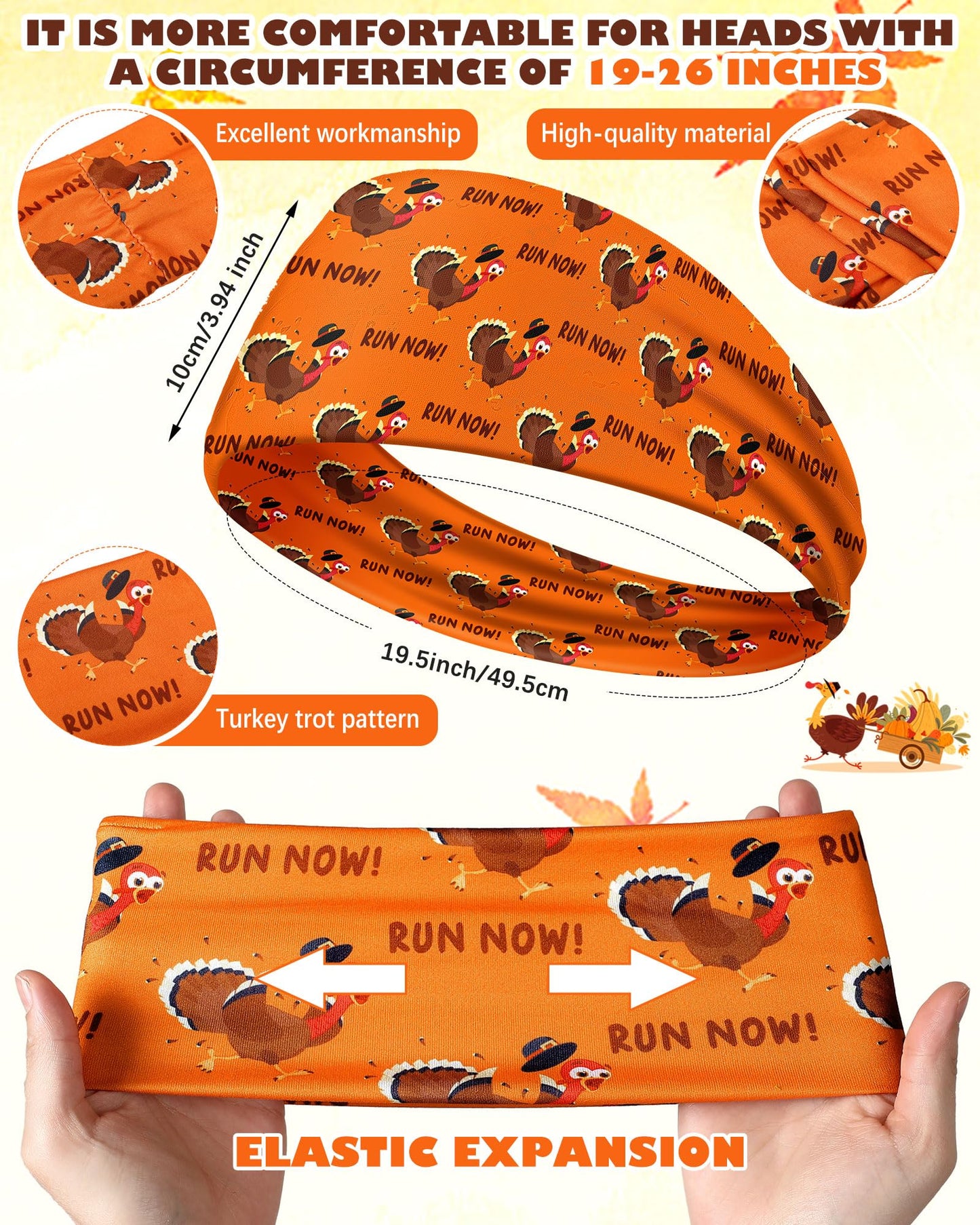 ShinyMatch 18 Pcs 18 Pcs Thanksgiving Turkey Trot Costume Set Turkey Sports Headbands Running Socks for Men Women