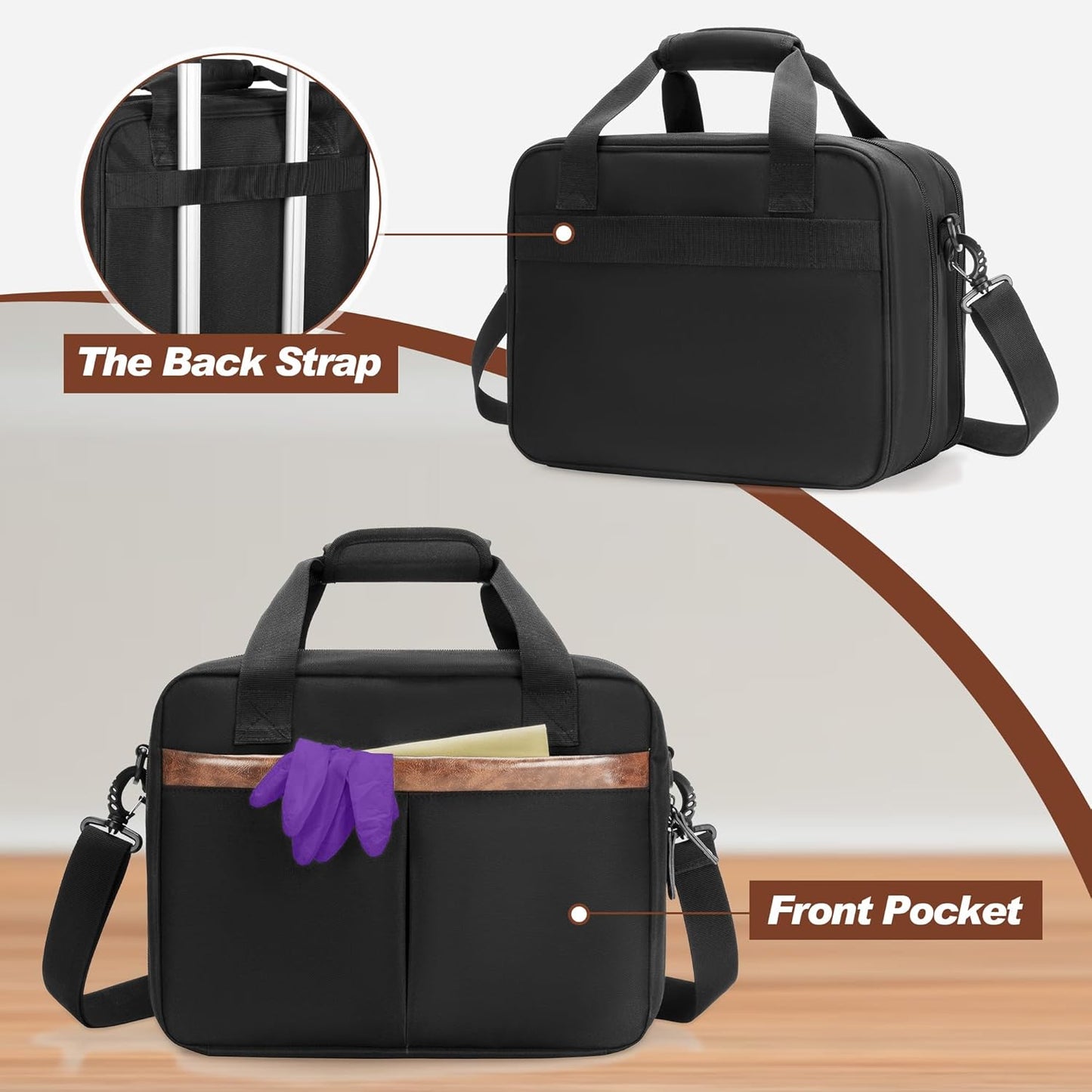 Tattoo Supplies Carrying Case - Double-Layer Travel Bag for Stencil Printer & Ink | Fits 24 Bottles, Guns, iPad - Black