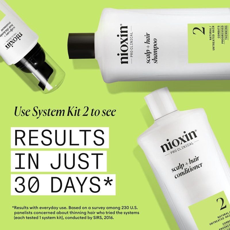 Nioxin Scalp + Hair Thickening System 2 Shampoo| For Natural or Untreated Hair with Progressed Thinning| With Niacinamide and Biotin| 33.8 Fl oz.
