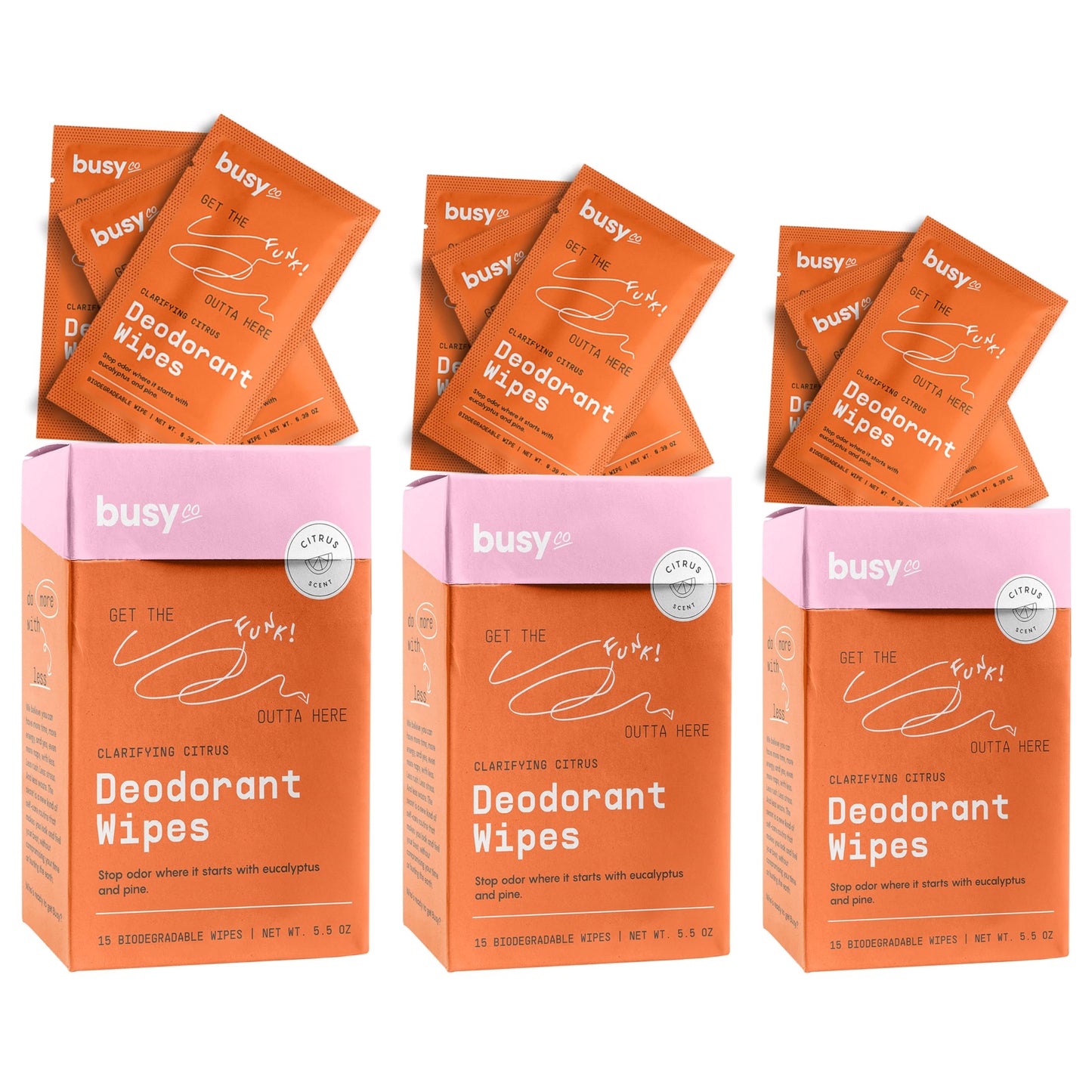 Refresh Line Deodorant Wipes - 45ct Deodorant for Women with Zinc, Probiotics & Prebiotics - Individually Wrapped - Sweat Wipes to Naturally Cleanse Skin & Remove Sweat & Odor