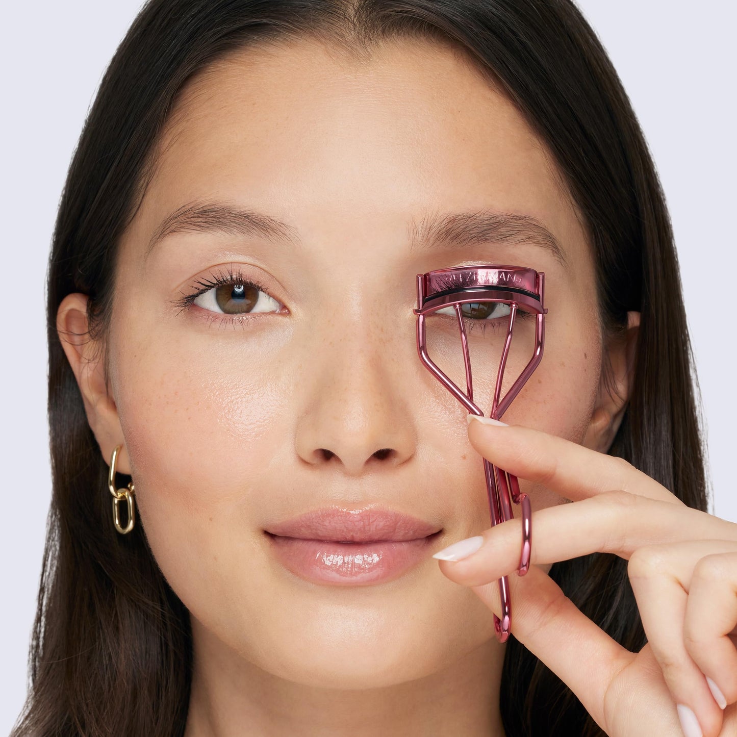 Tweezerman Brow & Lash Set - Compact Mirror, Mini Slant Tweezer and Lash Curler for All Eye Shapes