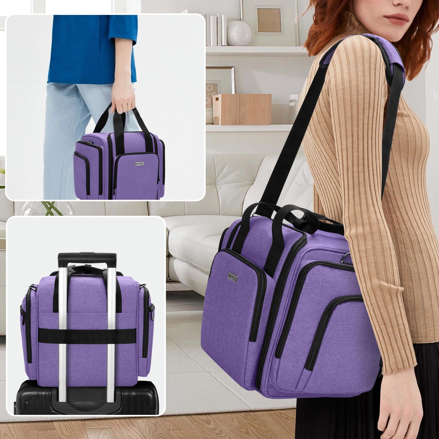 BAFASO Large Medicine Storage Box Come with 4 Removable Pouches, Pill Bottle Organizer for Daily Use, Purple