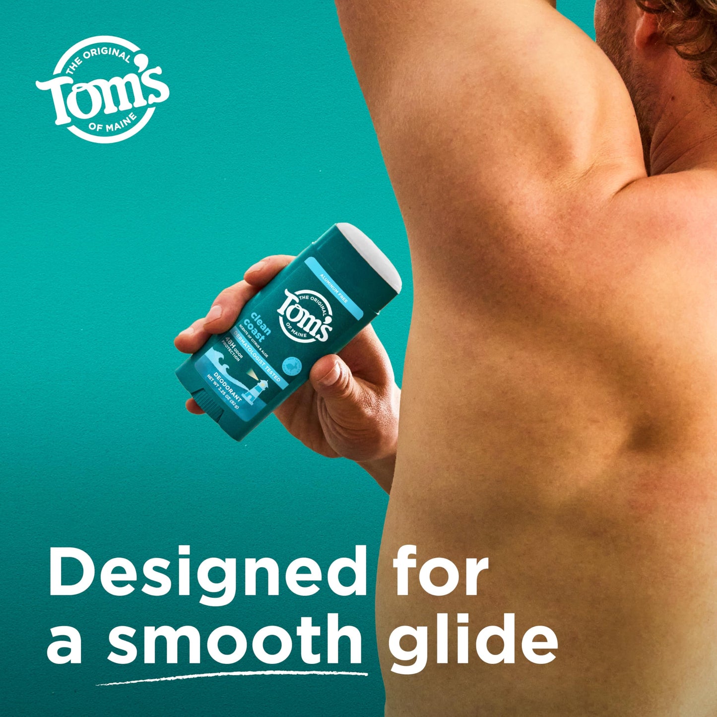 Tom’s of Maine Clean Coast Natural Deodorant for Men and Women, Aluminum Free, No Artificial Fragrances, Dyes, or Preservatives, Baking Soda Free, 48-Hour Odor Protection