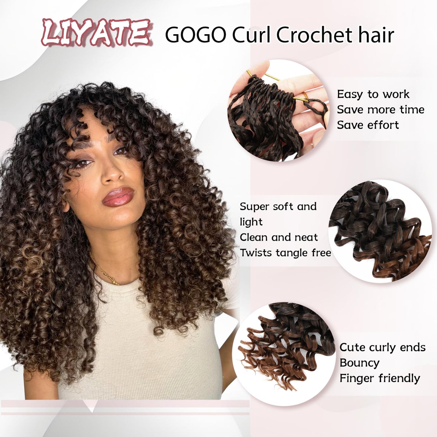 7 Packs Gogo Curl Crochet Hair for Women 14 Inch Pre-Twisted Curly Crochet Hair Deep Ocean Beach Curl Crochet Braids Synthetic Braiding Hair Extensions (14 Inch, 1B/30)