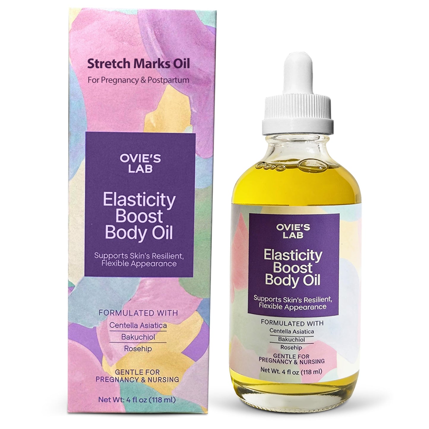 Belly Oil for Pregnant Women – Oil for Stretch Marks During Pregnancy & Postpartum, Pregnancy Stretch Mark Support with Centella Asiatica, Lightweight Body Oil