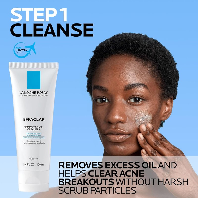 La Roche-Posay Acne Skin Care Set - Toleriane Moisturizer & Effaclar Gel Cleanser | 75ml & 100ml