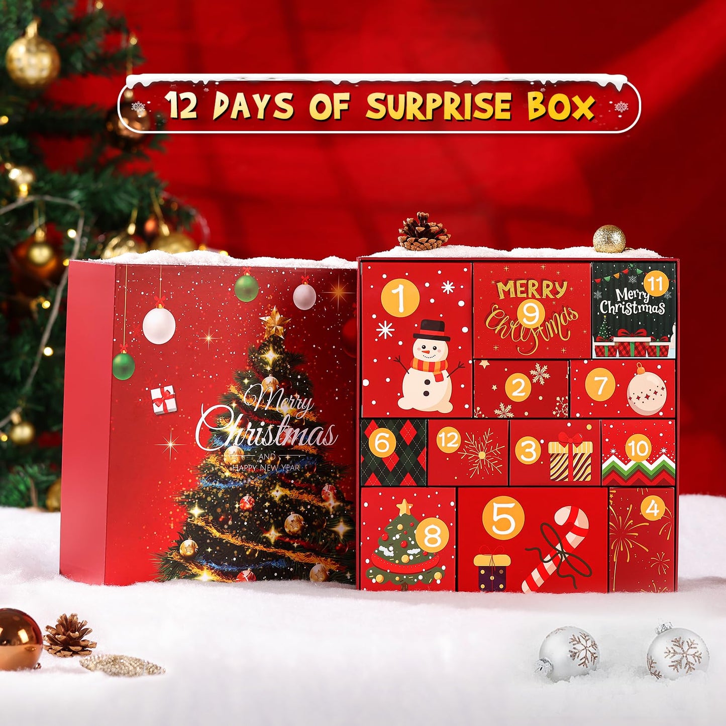 Joyliss Christmas Gift Baskets for Women, Christmas Advent Calendars 2025 for Adult Women and Teen Girls, Luxury Spa Self Care Christmas Gifts Basket Countdown Calendar for Mom Wife Girlfriend Green