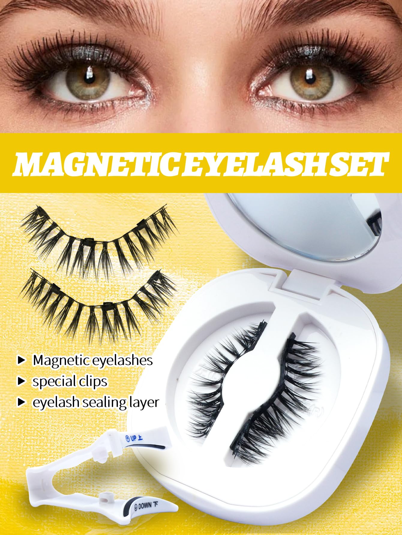 Elara Craft Magnetic Eyelashes with Applicator,Reusable Magnetic Lashes without Eyeliner, Glue-free False Lashes, Waterproof, Lightweight(Simple)