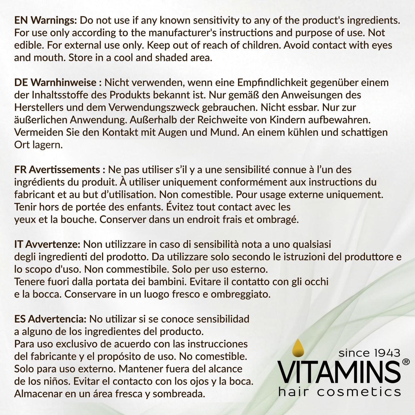 VITAMINS hair cosmetics Keratin Leave in Conditioner for Coarse Thick Hair