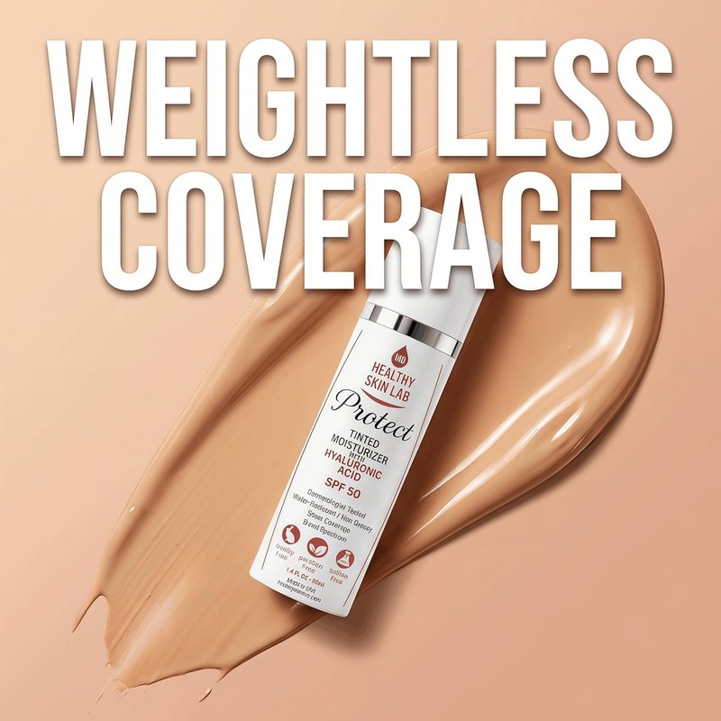 Protect Tinted Moisturizer SPF 50 - Lightweight Hydrating Mineral Sunscreen with Hyaluronic Acid | Sheer Universal Tint, 1.8 oz