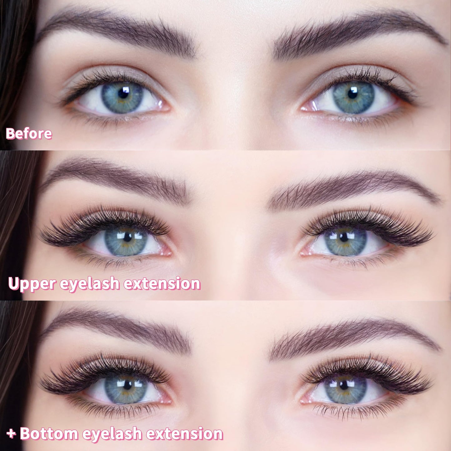Beauty7 Mixed Volume Under Bottom Lower Individual False Eyelash Extension Tray Matte Synthetic Mink Curl J 0.1mm Thickness 5/6/7mm Length