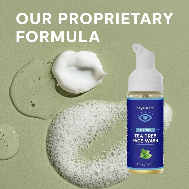 Heyedrate Gentle Tea Tree Oil Foaming Face Wash and Eyelid Cleanser - 1.7oz - Formulated with Aloe Vera to Soothe and Refresh Eyelids (Packaging May Vary)