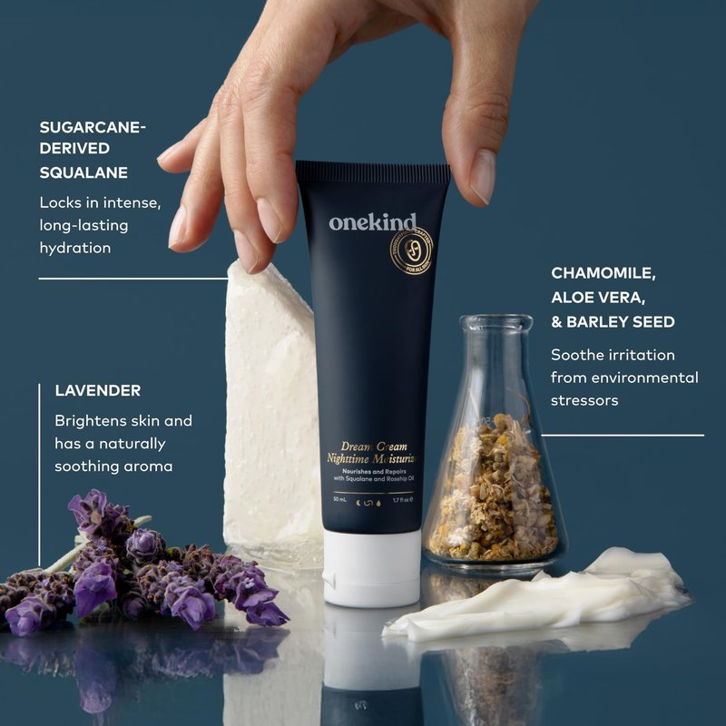Onekind Night Moisturizer for Face, Hydrating Dream Cream for Wrinkles, Night Cream for Women Anti Aging with Squalane, Rosehip & Shea Butter for Dry & Sensitive Skin – 1.7 oz