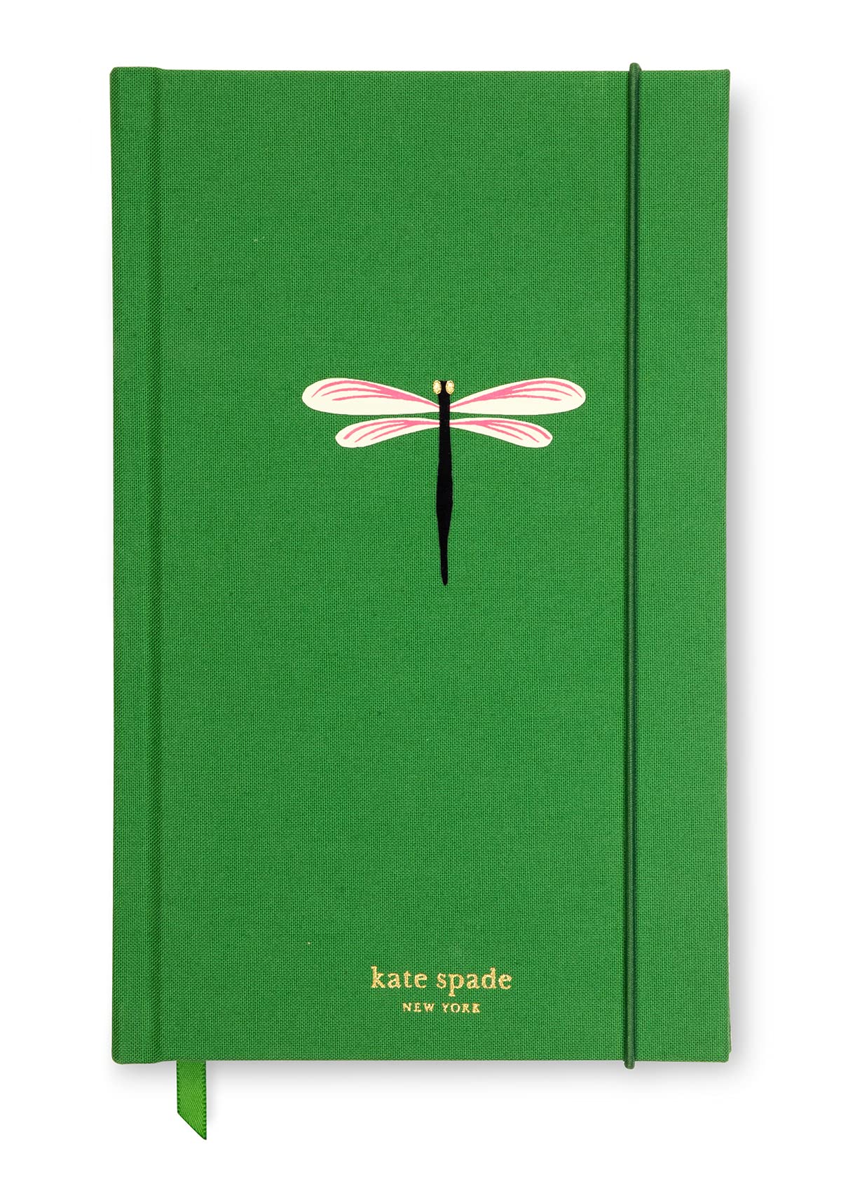 kate spade new york Take Note Large Notebook Journal, Green Cloth Hardcover Journal, Diary Includes 168 Lined Pages, Dragonfly Flight